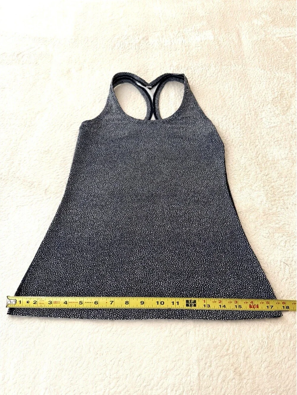 Lululemon Cool Racerback II Tank Women Size 6 Black White Spray Jacquard Luon